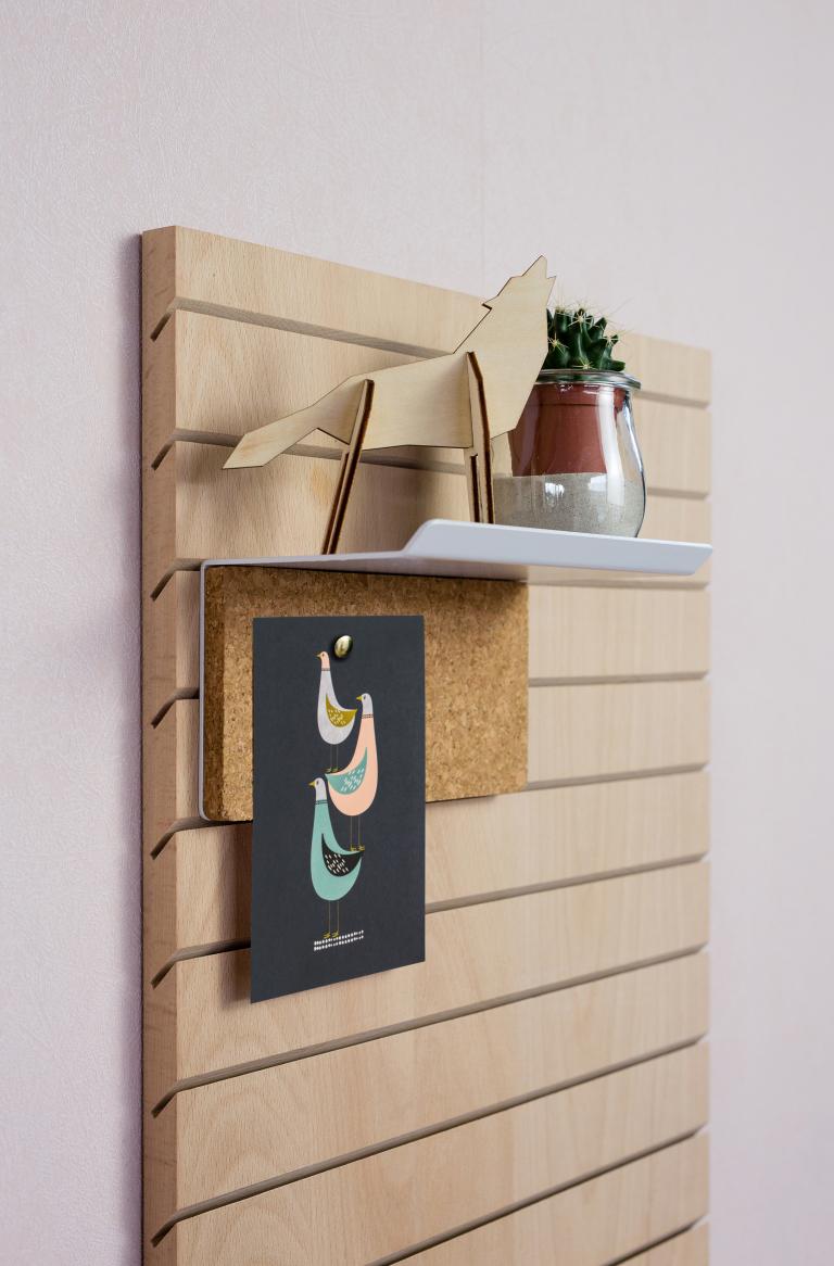 WO+RK | pinshelf white metal and cork
